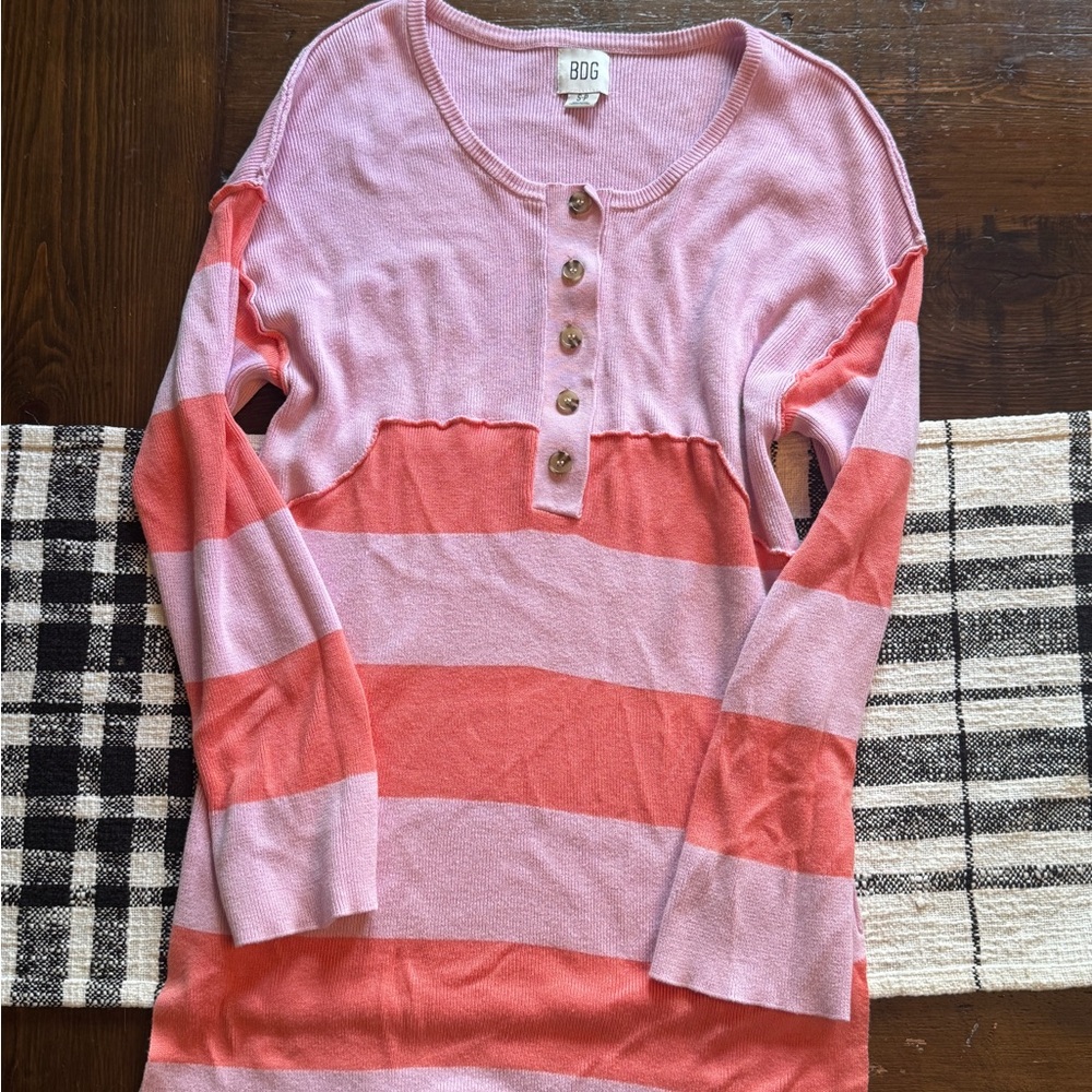 BDG Light Pink Henley Sweater